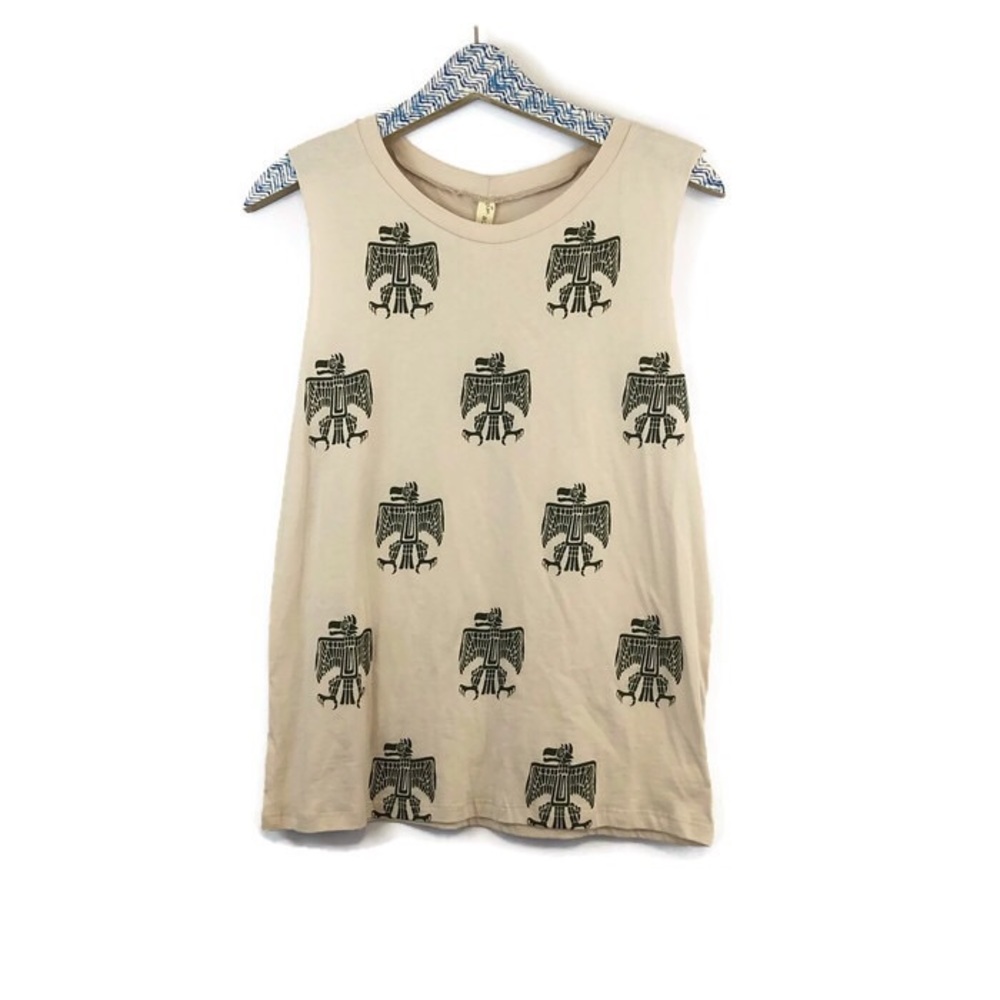 Audrey 3+1 tan Aztec bird tank top size small